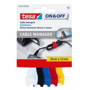 Picture 1 of Kabelmanager tesa® On & Off 12mmx20cm diverse kleuren 5 stuks