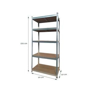 Picture 4 of Stellingkast BRASQ 5 borden 90x40x180cm SU175 max 875 KG zilver