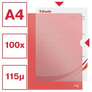 Picture 3 of Insteekmap L-model Esselte standaard A4 0.11mm PP rood 100 stuks
