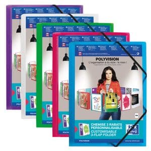Picture 2 of Elastomap Oxford Polyvision A4 met insteektas 3 kleppen PP blauw