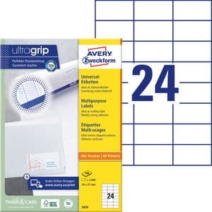Picture 2 of Etiket Avery 3474 70x37mm wit 2400 stuks