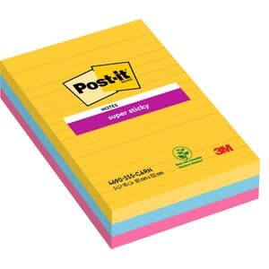 Picture 1 of Memoblok Post-it 4690 Super Sticky 101x152mm lijn Carnival 3 stuks