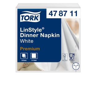 Picture 1 of Dinerservet Tork Linstyle Premium 1/4 vouw 1-laags 390x390mm 50 vel wit 478722