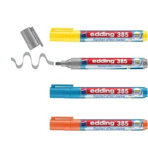 Picture 2 of Viltstift edding 385 flipover penseelpunt assorti 4 stuks
