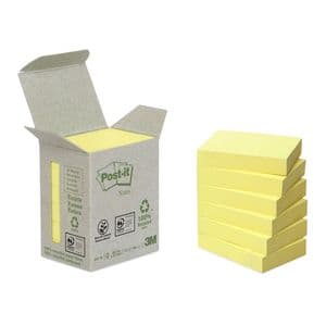Picture 1 of Memoblok Post-it 653-1B recycled 38x51mm canary yellow 6 stuks
