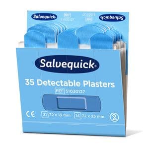 Picture 4 of Pleisters Salvequick blauw detectable refill 6x 35 stuks