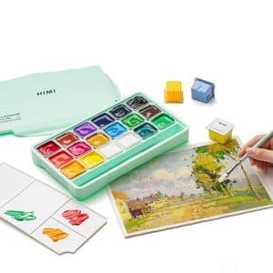 Picture 3 of Gouache HIMI 18 kleuren 30gr opbergbox groen