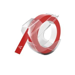 Picture 1 of Reliëftape Dymo embossing vinyl 9mm wit op rood