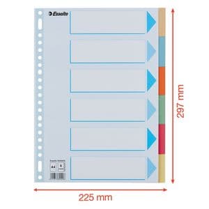 Picture 5 of Tabbladen Esselte Premium A4 6-delig karton 23-rings assorti
