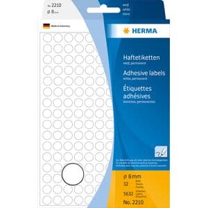 Picture 1 of Etiket HERMA 2210 rond 8mm wit 5632 stuks