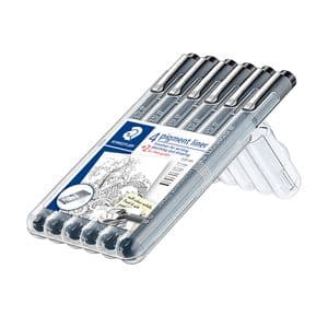 Picture 1 of Fineliner Staedtler Pigment 308 zwart set 4+2 gratis