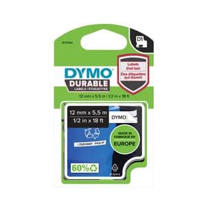 Picture 1 of Labeltape Dymo LabelManager D1 polyester 12mm duurzaam zwart op wit