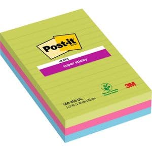 Picture 1 of Memoblok Post-it 660 Super Sticky 102x152mm lijn rainbow 3 stuks