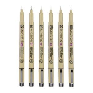 Picture 4 of Fineliner Sakura Pigma Micron set à 6 schrijfbreedtes zwart
