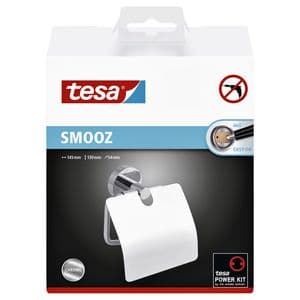 Picture 2 of Toiletrolhouder met deksel tesa® Smooz hoogglans verchroomd metaal zelfklevend