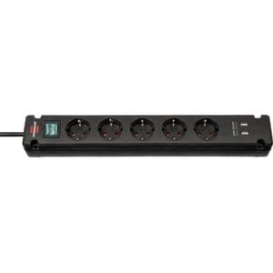 Picture 1 of Stekkerdoos Brennenstuhl Bremounta 5vdig incl 2 USB 3m zwart
