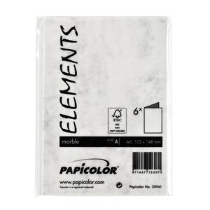Picture 3 of Correspondentiekaart Papicolor dubbel 105x148mm marmer grijs pak à 6 stuks