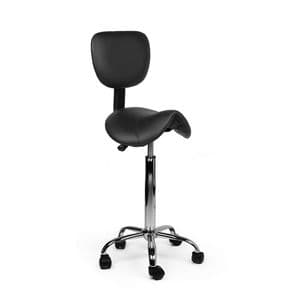 Picture 1 of Zadelkruk Office rugleuning hoog harde wielen zw