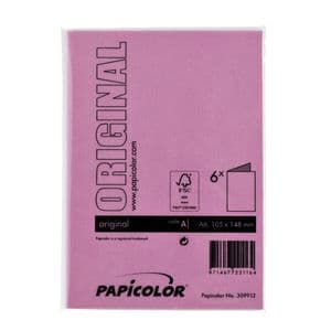 Picture 3 of Correspondentiekaart Papicolor dubbel 105x148mm felroze pak à 6 stuks