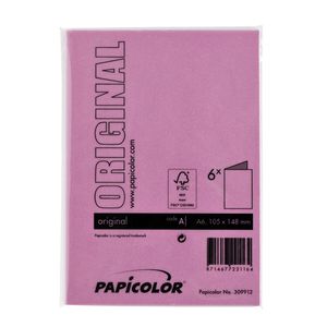 Picture 3 of Correspondentiekaart Papicolor dubbel 105x148mm felroze pak à 6 stuks
