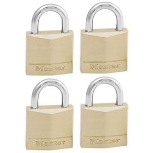 Picture 1 of Hangslot MasterLock 4 gelijksluitend messing 30mm 4 stuks