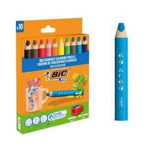 Picture 4 of Kleurpotloden BicKids Multi Surface + puntenslijper assorti 10 stuks