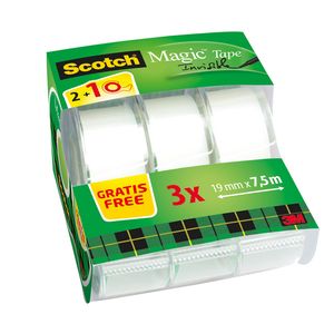 Picture 1 of Plakband Scotch Magic 810 19mmx7.5m onzichtbaar mat 2+1 gratis + handdispenser