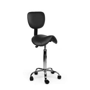 Picture 1 of Zadelkruk Office rugleuning medium harde wielen zw