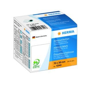 Picture 1 of Etiket HERMA adres 4340 70x38mm op rol wit 250 stuks
