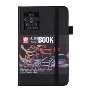 Picture 1 of Schetsboek Sakura 80 zwarte vellen 140gr 90x140mm zwart