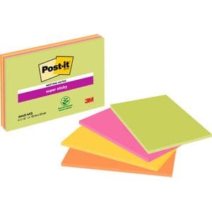 Picture 1 of Memoblok Post-it 6445 Super Sticky 152x101mm assorti 4 stuks