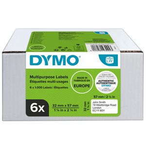 Picture 2 of Etiket Dymo LabelWriter multifunctioneel 32x57mm 6 rollen á 1000 stuks wit