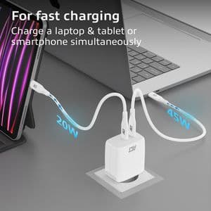 Picture 3 of Oplader ACT 65w 2-poorts usb c wit