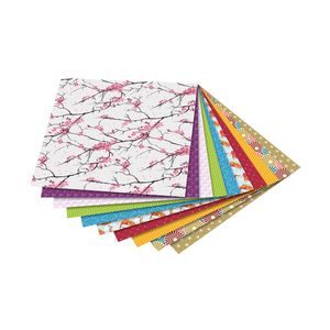 Picture 2 of Vouwblaadjes Folia 80gr 15x15cm 50 vel 2-zijdig Japan 10 designs assorti kleuren