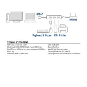 Picture 8 of Hub ACT USB-C 3.0 3x USB-A Gigabit ethernet