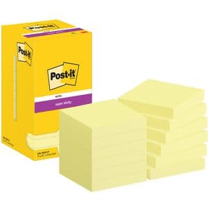 Picture 1 of Memoblok Post-it 654 Super Sticky 76x76mm canary yellow 12 stuks