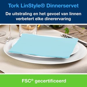 Picture 2 of Dinerservet Tork Linstyle Premium 1/4 vouw 1-laags 390x390mm 50 vel aquablauw 478880