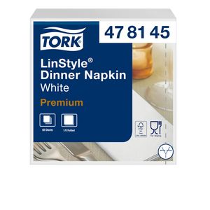 Picture 1 of Dinerservet Tork Linstyle Premium 1/8 vouw 1-laags 390x390mm 50 vel wit 478180