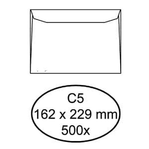 Picture 1 of Envelop Hermes bank C5 162x229mm gegomd wit doos à 500 stuks