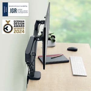 Picture 4 of Monitorarm Leitz Ergo ruimtebesparend dubbel donkergrijs