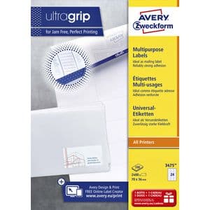 Picture 1 of Etiket Avery 3475 70x36mm wit 2400 stuks