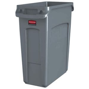 Picture 1 of Afvalbak Rubbermaid Slim Jim Vented met luchtsleuven 60liter grijs