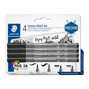 Picture 1 of Brushpen Staedtler PigmentArts Intens zwart set à 4 schrijfbreedtes