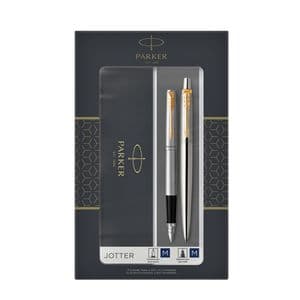 Picture 1 of Balpen en vulpen Parker Jotter stainless steel GT medium 2 stuks