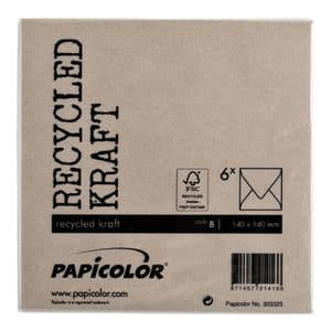 Picture 3 of Envelop Papicolor 140x140mm kraft bruin pak à 6 stuks