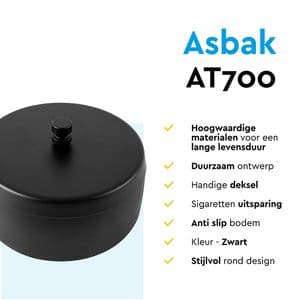 Picture 8 of Asbak BRASQ tafelmodel 1 liter met deksel AT700 zwart