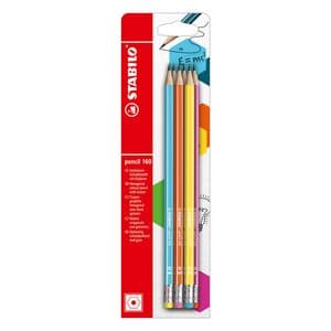 Picture 1 of Potlood STABILO grafiet 160 HB met gumtop assorti blister à 6 stuks