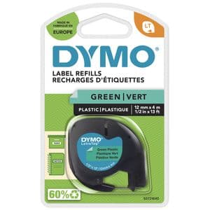 Picture 1 of Labeltape Dymo LetraTag plastic 12mm zwart op groen