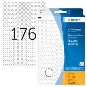 Picture 2 of Etiket HERMA 2210 rond 8mm wit 5632 stuks