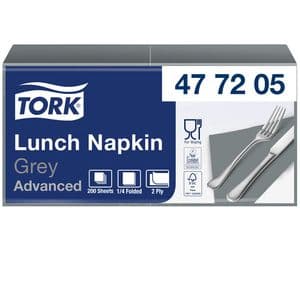 Picture 1 of Lunchservet Tork Advanced 1/4 vouw 2-laags 328x325mm 200 vel grijs 477205